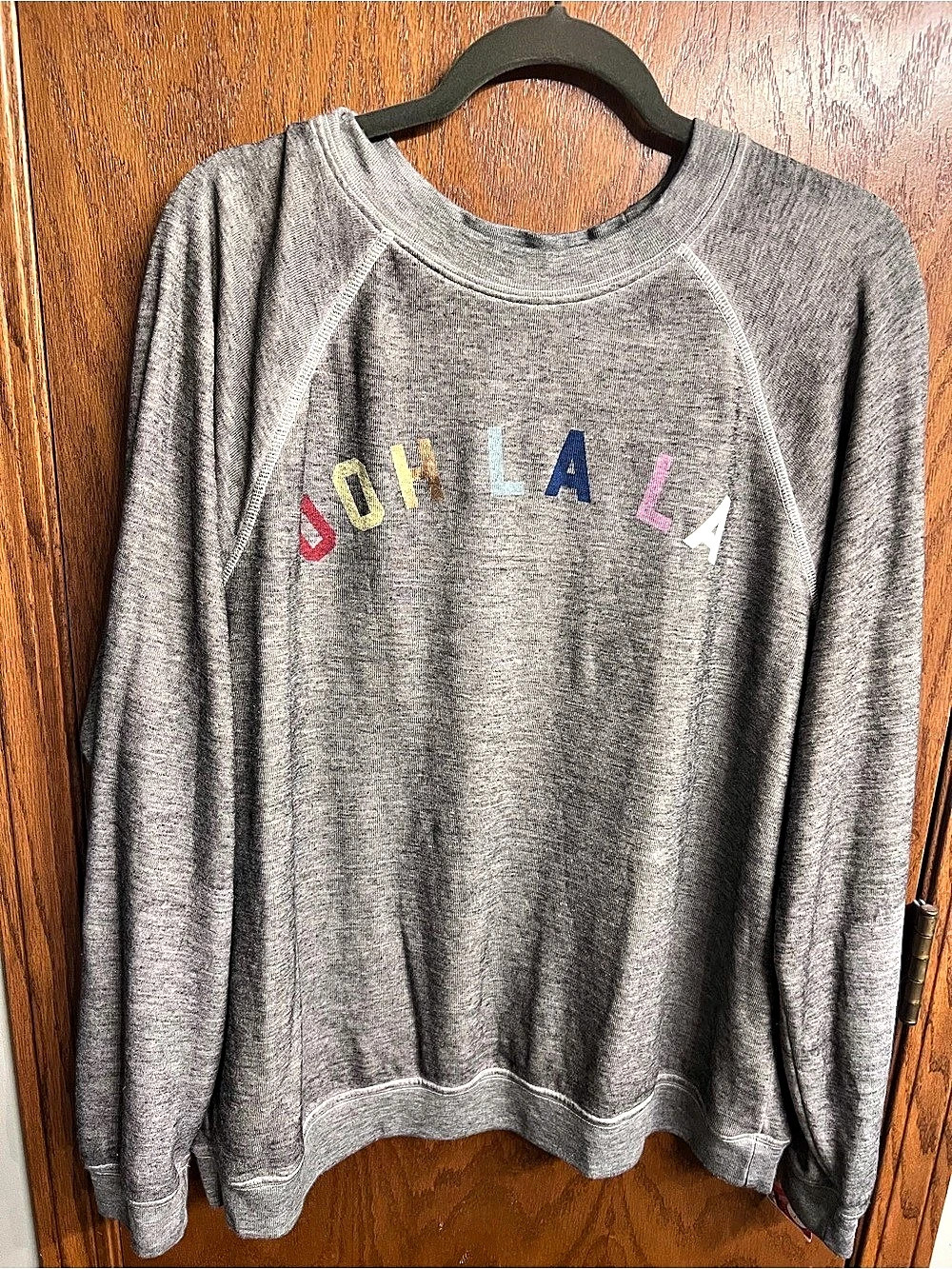 Wildfox Ooh La Bailey Sweater Women's Raglan Sweatshirt Gray Size Large